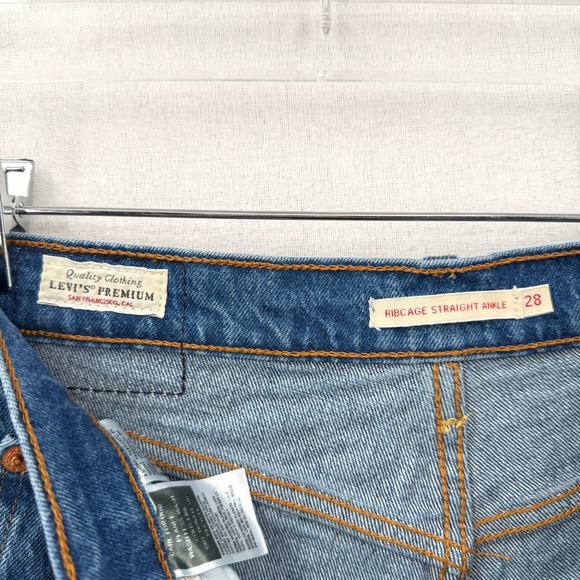 LEVIS Ribcage Straight Ankle Jeans Womens 28 Jazz Pop Medium Wash Denim - Picture 14 of 16